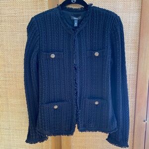 Aqua sweater jacket, black, XS